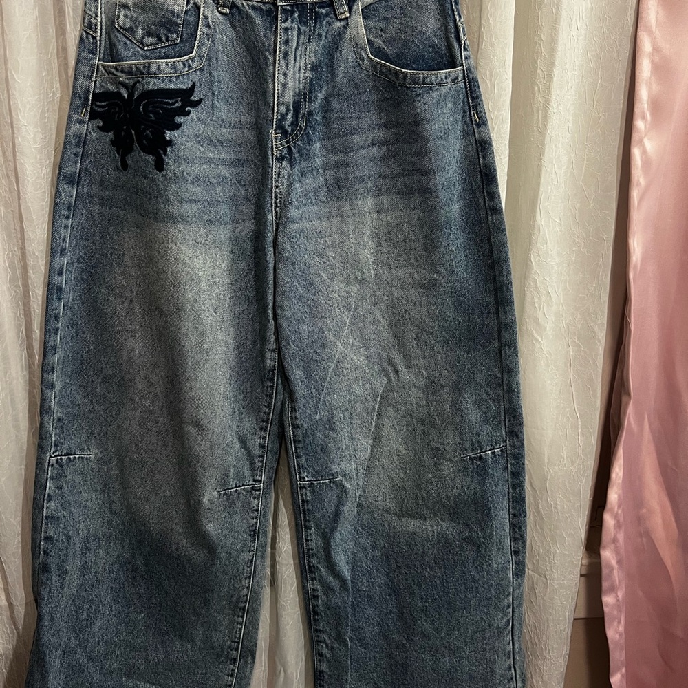 Dance & Marvel Blue Denim with Black Embroidery